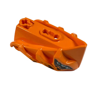 Hero Factory Creature Head, Jaw with Axle Hole with 6 Medium Azure Eyes and Black Spots Pattern, Part# 15359pb001 Part LEGO® Orange