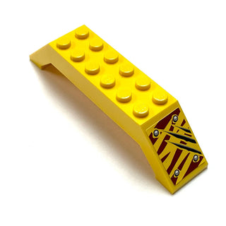 Slope 45 10x2x2 Double with 4 Rivets and 3 Claw Scratch Marks (Right Side Back), part# 30180pb14R Part LEGO® Yellow
