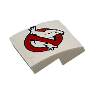 Slope, Curved 2 x 2 x 2/3 with Ghostbusters Logo Pattern, Part# 15068pb005 Part LEGO® Very Good