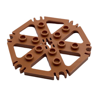 Technic, Plate Rotor 6 Blade with Clip Ends Connected (Water Wheel) - Hollow Studs, Part# 64566 Part LEGO® Medium Nougat