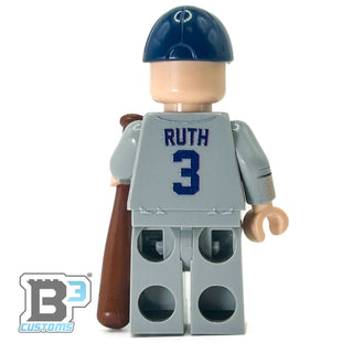 #3 Babe Ruth NY Baseball Player Minifig made using LEGO parts Custom minifigure B3 Customs