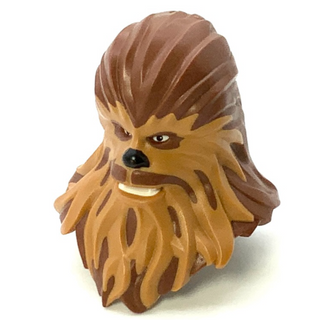 Large Figure Head Modified SW Wookiee with Medium Nougat Fur Pattern (Chewbacca), Part# 35031c01pb01 Part LEGO® Very Good
