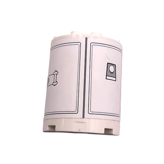 Cylinder Half 2 x 4 x 4 with SW Gun Turret Hatches Pattern (Sticker), Part# 6259pb025 Part LEGO® White Very Good