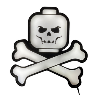 Lighted Wall Art Display Case BigKidBrix Skull and Crossbones
