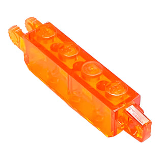 Hinge Brick 1 x 4 Locking with 1 Finger Vertical End and 2 Fingers Vertical End, Part# 30387 Part LEGO® Trans-Orange