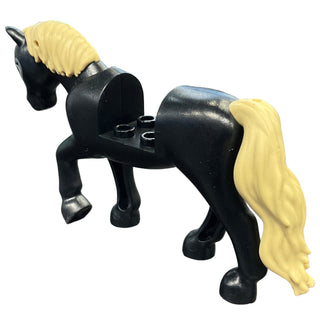 Horse, Friends Style with 2 x 2 Cutout and Movable Neck with Fixed Flexible Rubber Tan Tail and Mane with Dark Bluish Gray Eyes and Eye Patches Pattern, bb1279c01pb08 Minifigure LEGO®