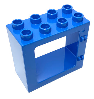 Duplo Door/Window 2x4x3 Flat Front Surface, Completely Open Back, Part# 61649 Part LEGO® Blue  