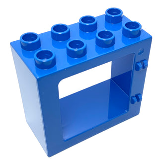 Duplo Door/Window 2x4x3 Flat Front Surface, Completely Open Back, Part# 61649 Part LEGO® Blue
