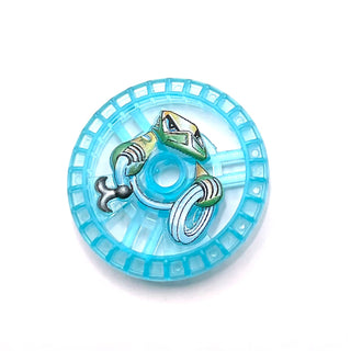 Technic, Disk 5x5 - RoboRider Talisman Wheel, Rope Mold with Robot Pattern, Part# 32354pb01 Part LEGO® Trans-Light Blue