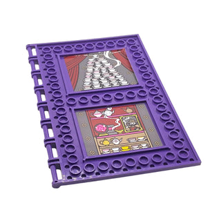 Tile, Modified 10x16 with Studs on Edges and Bar Handles with Teacups, Curtains, and Shelves with Portrait and Crystal Ball Pattern (Stickers), Part# 69934pb018 Part LEGO® Dark Purple Very Good