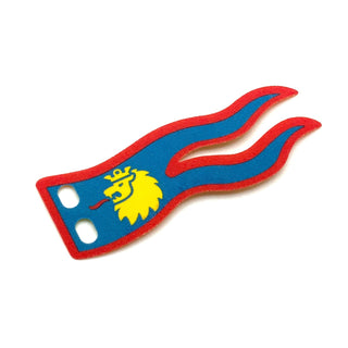 Lion Knights Cloth Flag 8x3 Wave with Lion Head on Blue Background with Red Border Pattern, Part# 100731 Part LEGO® Yellow