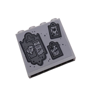 Brick 1 x 4 x 3 with Gray Paintings, Letter Holder with List, Drawings of Dragons, Zombie and Castle Pattern on Both Sides (Stickers), Part# 49311pb009 Part LEGO®