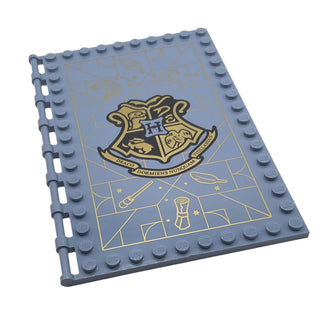 Tile, Modified 10x16 with Studs on Edges and Bar Handles with Hogwarts Charms Class Pattern, Part# 69934pb001 Part LEGO® Sand Blue Very Good