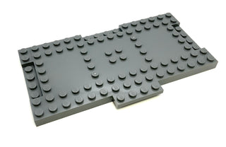 Brick, Modified 8x16x2/3 with 1x4 Indentations and 1x4 Plate, Part# 18922 Part LEGO® Dark Bluish Gray