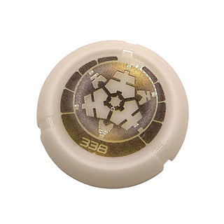 Throwing Disk with Bionicle Kanoka 338 Po-Metru Pattern, Part# 32171pb085 Part LEGO® Glow In Dark Opaque