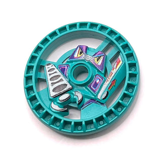 Technic, Disk 5x5 - RoboRider Talisman Wheel, Grab Mold with Robot Pattern, Part# 32363pb01 Part LEGO® Dark Turquoise