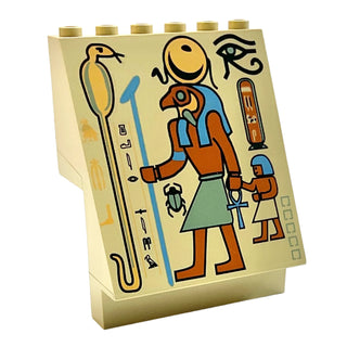 Panel 4 x 6 x 6 Sloped with Hieroglyphs, Snake and Falcon Pattern, Part# 30156px4 Part LEGO® Tan