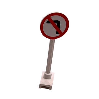 Road Sign Round with No Left Turn Pattern, Part# 14pb10 Part LEGO® White Very Good