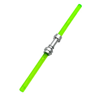 Star Wars Double-bladed Lightsaber Blade (Multiple Colors) with Metallic Silver Hilt, Part# 64567 + 30374 + 30374 Part LEGO® Trans-Bright Green