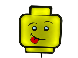 Lighted Wall Art Display Case BigKidBrix Minifigure Head with Tongue out