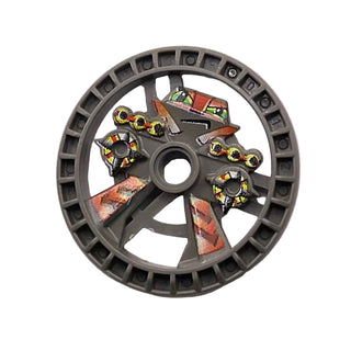 Technic, Disk 5x5 - RoboRider Talisman Wheel, Blazooka Mold with Robot Pattern, Part# 32303pb01 Part LEGO® Dark Gray
