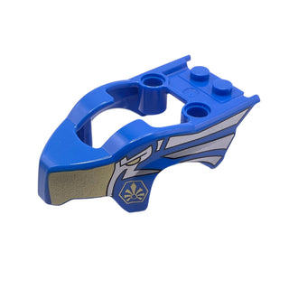 Flywheel Fairing Bird Raptor Shape with Eagle and Silver Ornament Pattern, Part# 11111pb03 Part LEGO® Blue Very Good