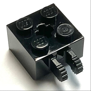 Hinge Brick 2 x 2 Locking with 2 Fingers Vertical and Axle Hole, Part# 40902 Part LEGO® Black