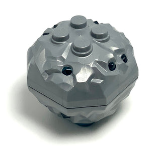 Rock 4x4 Octagonal Boulder with Molded Trans-Light Blue Crystals Pattern, Part# 88644pb01/87398pb01 Part LEGO® Flat Silver