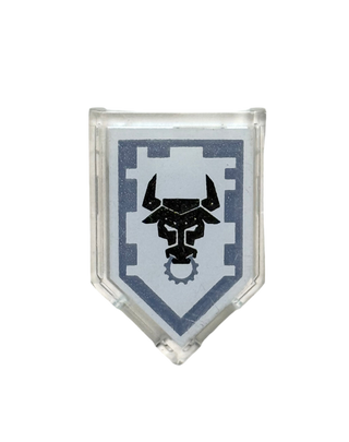 Tile, Modified 2 x 3 Pentagonal with Nexo Power Shield Pattern - Metal Minotaur, Part# 22385pb076 Part LEGO®