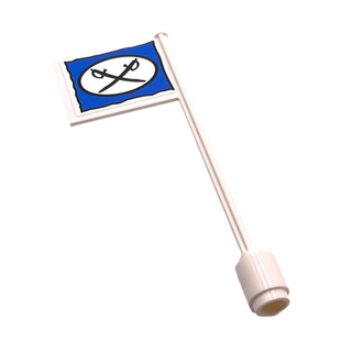 Flag on Flagpole, Straight with Oval and Two Crossed Cutlasses Pattern on Both Sides (Stickers), Part# 3596pb05 Part LEGO® White Very Good