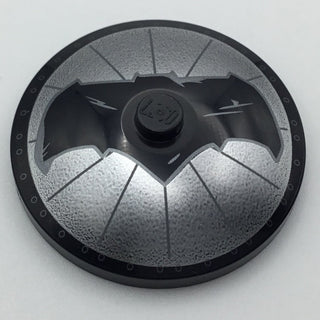 Dish 4x4 Inverted with Black Bat on Silver Background Batman Logo Pattern, Part# 3960pb035 Part LEGO® Black