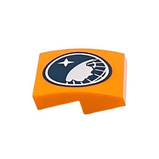 Slope, Curved 2 x 2 x 2/3 with Dark Blue and White Arctic Explorer Logo Pattern, LEGO® Part # 15068pb004 Part LEGO® Very Good