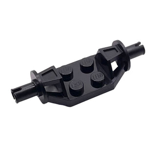 Plate, Modified 2x2 with Wheels Holder Wide - Technic Pins, Part# 47720 Part LEGO® Black