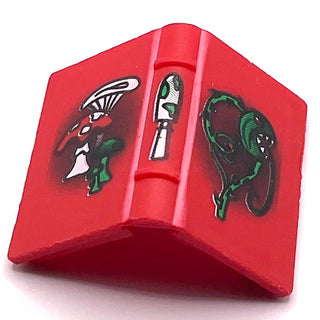 Minifigure, Utensil Book 2x3 with Mushrooms and Vine Pattern, Part# 33009px2 Part LEGO® Red Very Good
