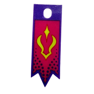 Dark Purple and Magenta Flag with Lime Elves Symbol Pattern, Part# multipls01a Part LEGO® Very Good
