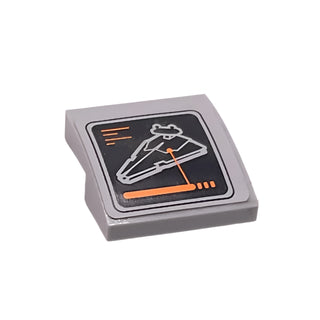 Slope, Curved 2 x 2 x 2/3 with SW Monitor Showing Imperial Star Destroyer Pattern (Sticker), Part# 15068pb131 Part LEGO® Light Bluish Gray Very Good