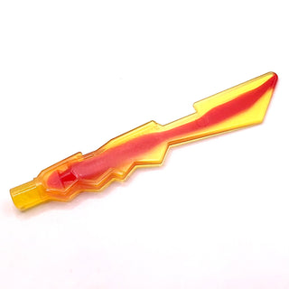 Minifigure, Weapon Sword Blade with Jagged Edges and Bar End with Marbled Trans-Red Pattern, Part# 11439pb03 Part LEGO® Trans-Yellow