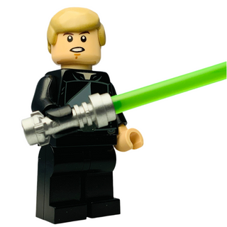Luke Skywalker (Jedi Master, Endor, Dark Tan Hair, Smile / Open Mouth), sw0509 Minifigure LEGO® Like New - With Lightsaber