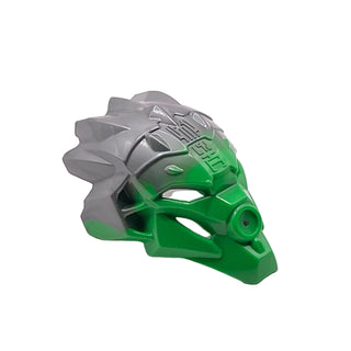 Bionicle Mask of Jungle (Unity) with Marbled Flat Silver Pattern, Part# 24155pb01 Part LEGO® Bright Green
