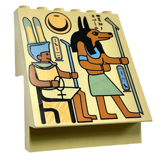Panel 4 x 6 x 6 Sloped with Hieroglyphs and Jackal / Anubis Pattern, Part# 30156px3 Part LEGO® Tan