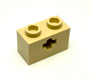 Technic, Brick 1x2 with Axle Hole (+ Shape) and Inside Side Supports, Part# 32064c Part LEGO® Tan  