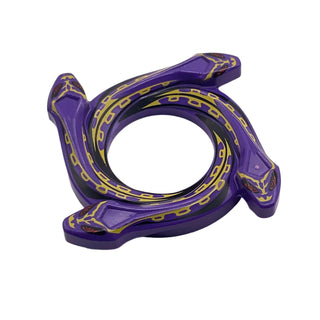 Ninjago Spinner Crown Ring 4x4 with 2x2 Hole and 4 Snake Head Ends and Yellow Scales Snake Pattern, Part# 98342pb02 Part LEGO® Dark Purple Very Good
