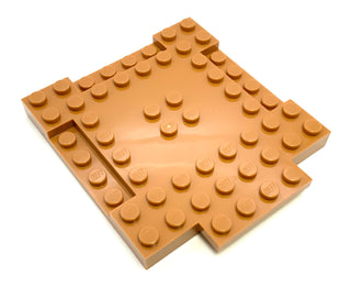Brick, Modified 8x8x2/3 with 1x4 Indentations and 1x4 Plate, Part# 15624 Part LEGO® Medium Nougat