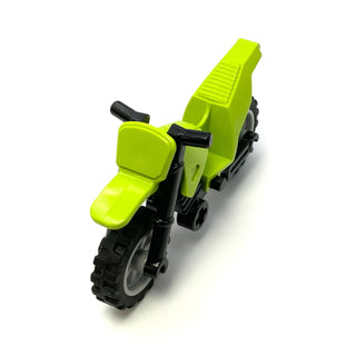 Motorcycle Dirt Bike with Black Chassis and Light Bluish Gray Wheels, Part# 50860c11 Part LEGO® Lime
