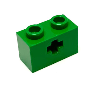 Technic, Brick 1x2 with Axle Hole (+ Shape) and Inside Side Supports, Part# 32064c Part LEGO® Green  
