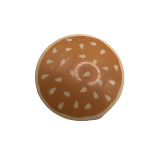 Hamburger Bun, Plate Round 2x2 with Rounded Bottom, Part# 2654pb005 Part LEGO® Tan
