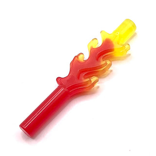 Wave Rounded Straight Bar 4L (Flame) with Marbled Trans-Yellow Pattern, Part# 16768pb01 Part LEGO® Trans-Red
