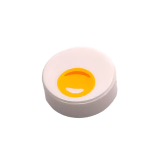 Tile, Round 1 x 1 with Egg Yolk Pattern, Part# 98138pb088 Part LEGO® White