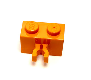 Brick, Modified 1x2 with Split U Clip Thick (Vertical Grip), Part# 30237a Part LEGO® Orange