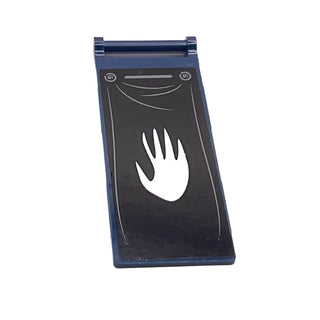 Flag 7x3 with Bar Handle with White Hand Banner Pattern (Sticker), Part# 30292pb018 Part LEGO® Dark Blue Very Good